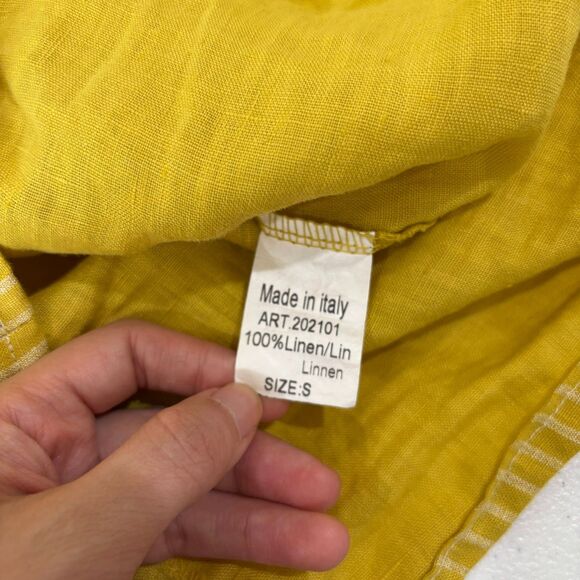 Lungo L'arno Butter Yellow Striped Italy Linen Top Women S Beachy Boho Coastal - Picture 7 of 8
